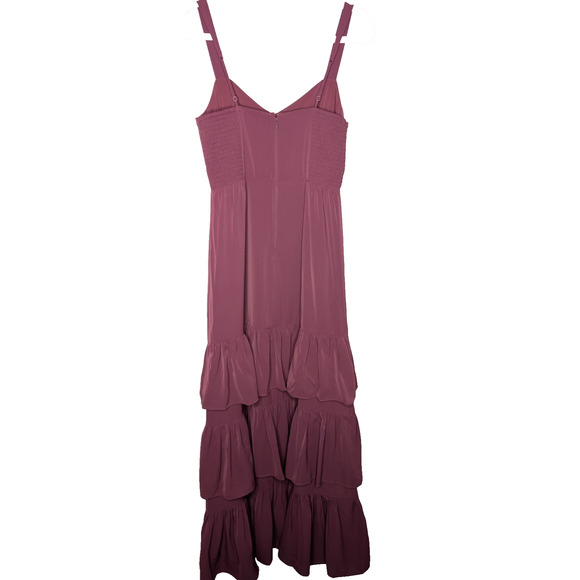 Abercrombie & Fitch Drama Ruffle Tiered Royalcore Chiffon Maxi Dress Purple SM - Picture 8 of 13